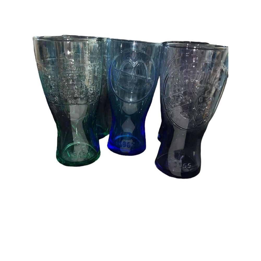 McDonalds 5 Retro Tumblers Drinking Glasses Depicting 1948,1955, And‎ 1961